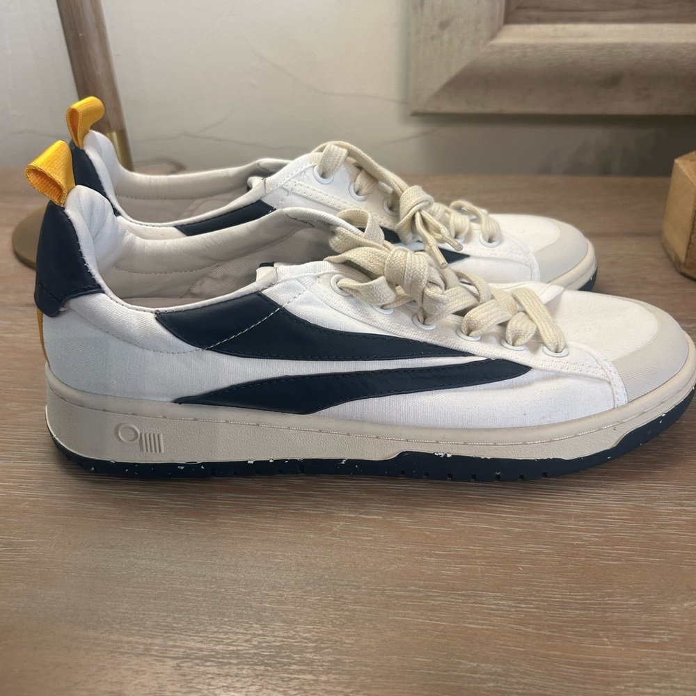 White and Navy Women's Sneakers